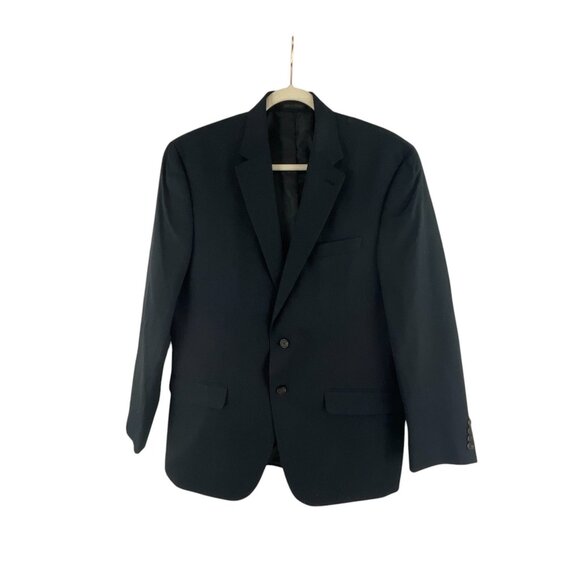 Chaps Men's 100% Wool Blazer Jacket 42R Black Two Button Business Career Neutral - Picture 9 of 9